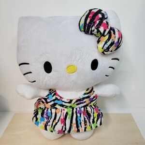 Hello Kitty Fiesta Plush Doll White Colorful Dress Bow Sanrio‎ Toy